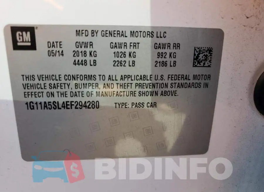 1G11A5SL4EF294280 Photo# 13