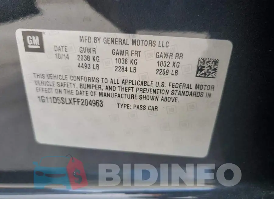 1G11D5SLXFF204963 Photo# 12