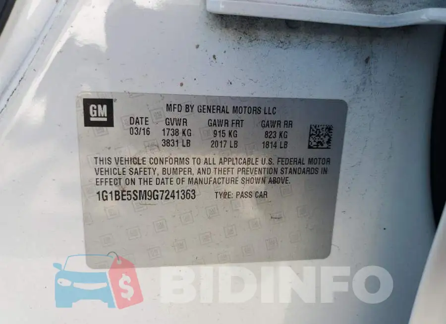 1G1BE5SM9G7241363 Photo# 12