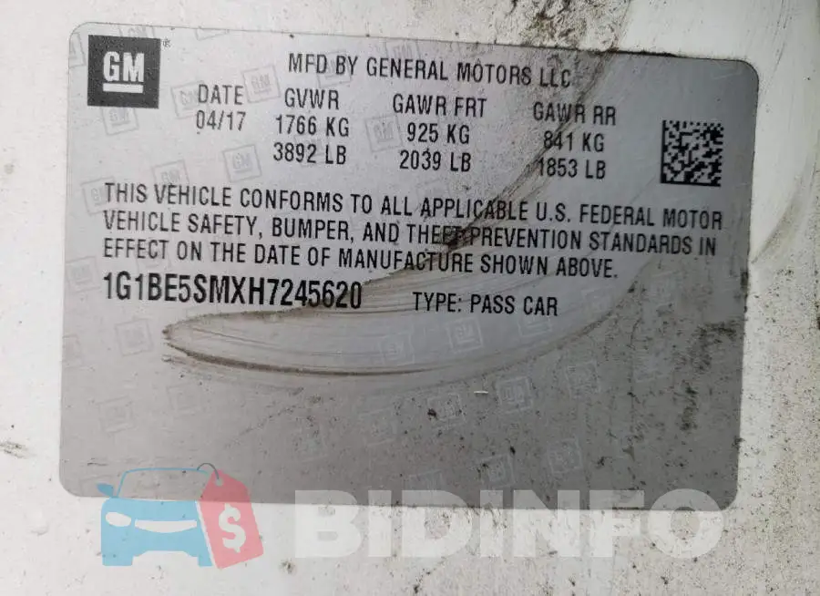 1G1BE5SMXH7245620 Photo# 12