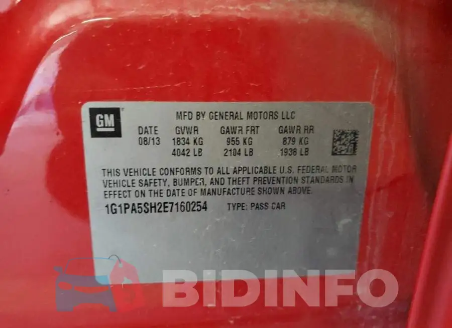 1G1PA5SH2E7160254 Photo# 12