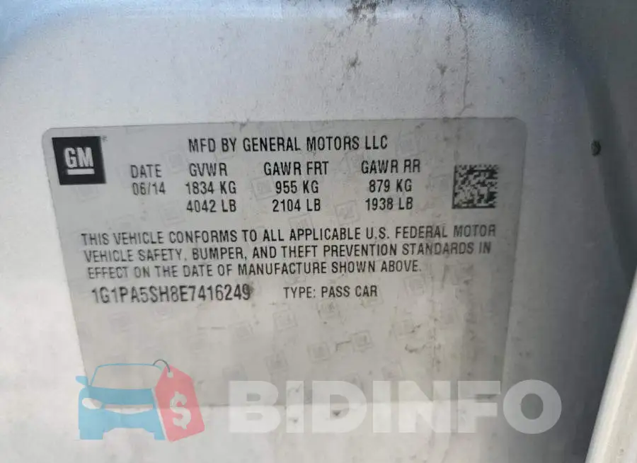 1G1PA5SH8E7416249 Photo# 12
