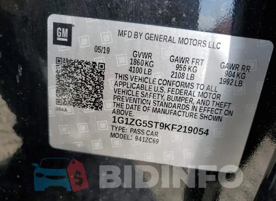1G1ZG5ST9KF219054 Photo# 12