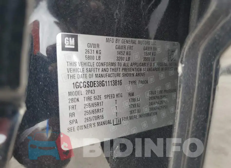 1GCGSDE38G1113816 Photo# 12