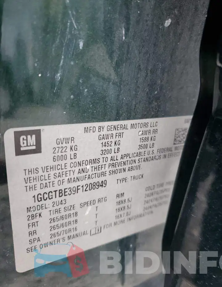 1GCGTBE39F1208949 Photo# 12