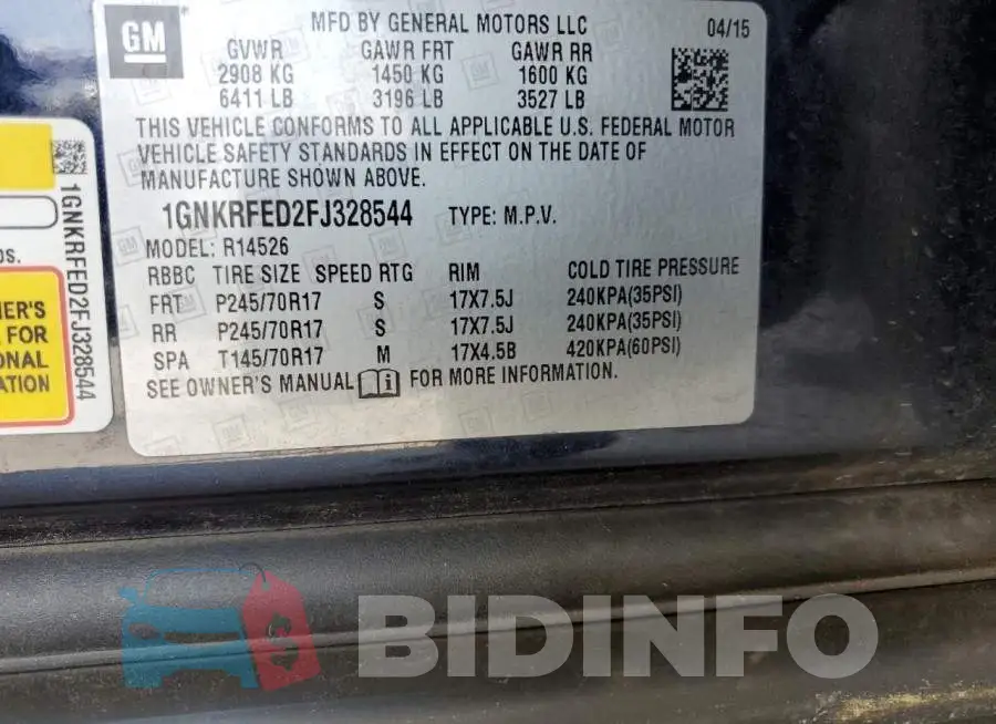 1GNKRFED2FJ328544 Photo# 13