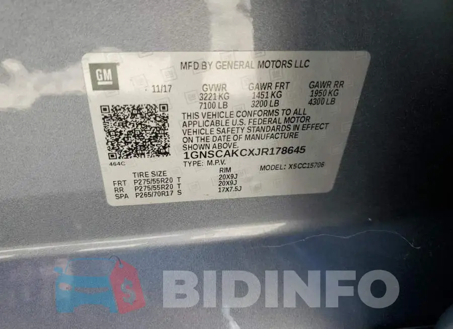1GNSCAKCXJR178645 Photo# 13