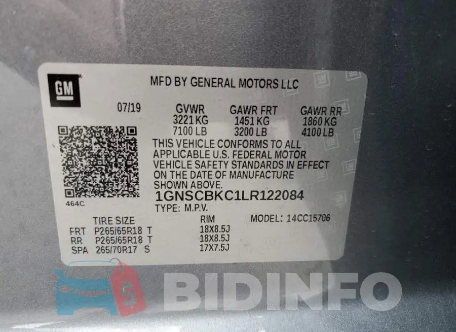 1GNSCBKC1LR122084 Photo# 13
