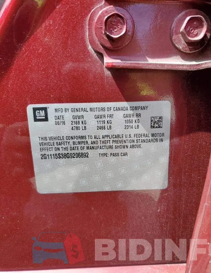 2G1115S38G9206892 Photo# 12