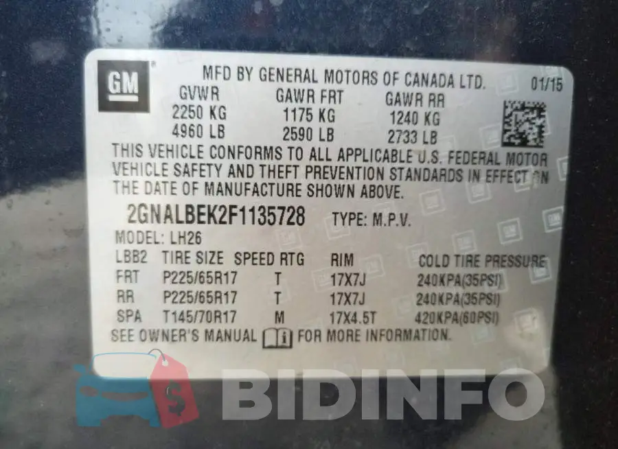 2GNALBEK2F1135728 Photo# 13