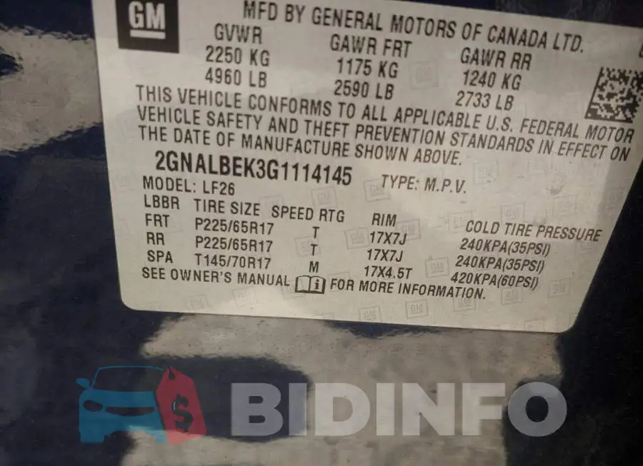 2GNALBEK3G1114145 Photo# 10