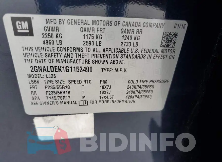 2GNALDEK1G1153490 Photo# 14