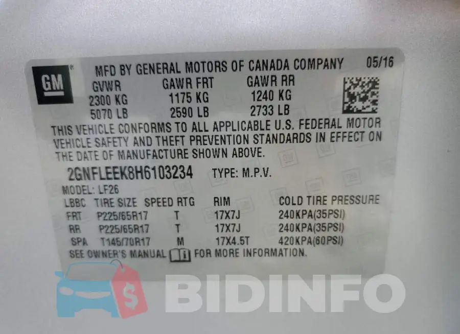 2GNFLEEK8H6103234 Photo# 13