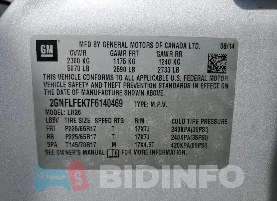 2GNFLFEK7F6140469 Photo# 13