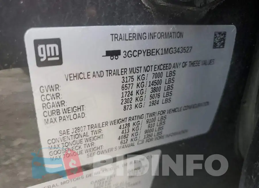 3GCPYBEK1MG343527 Photo# 12