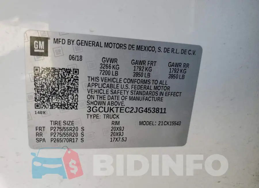 3GCUKTEC2JG453811 Photo# 12