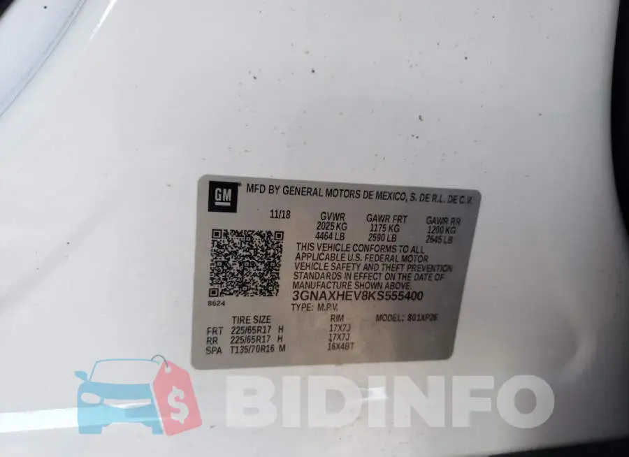 3GNAXHEV8KS555400 Photo# 13