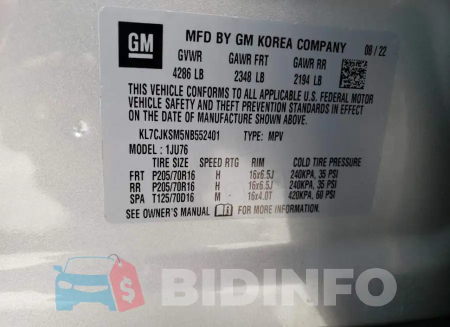 KL7CJKSM5NB552401 Photo# 13