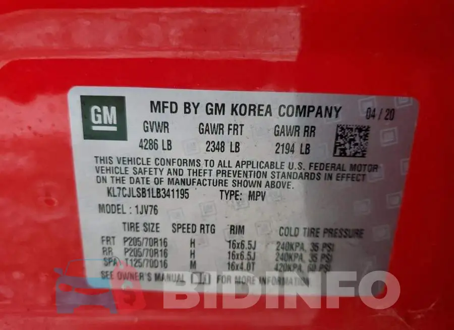 KL7CJLSB1LB341195 Photo# 13