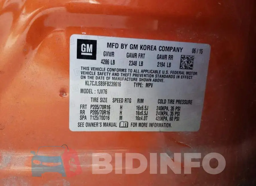 KL7CJLSB9FB239616 Photo# 12