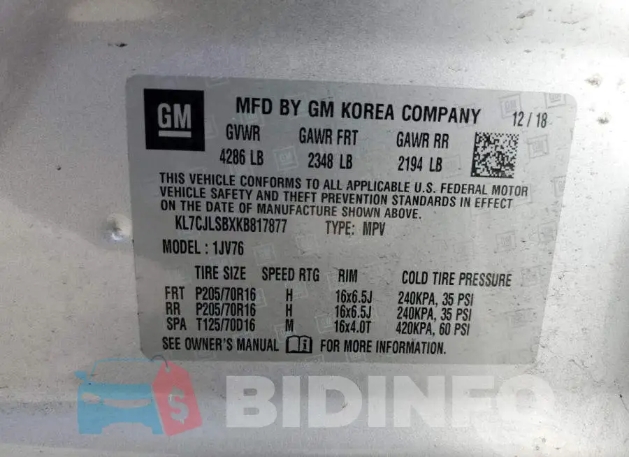 KL7CJLSBXKB817877 Photo# 12