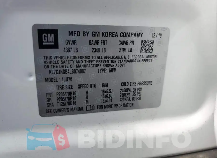 KL7CJNSB4LB074887 Photo# 12