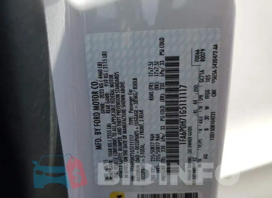 1FA6P0H71G5111117 Photo# 12