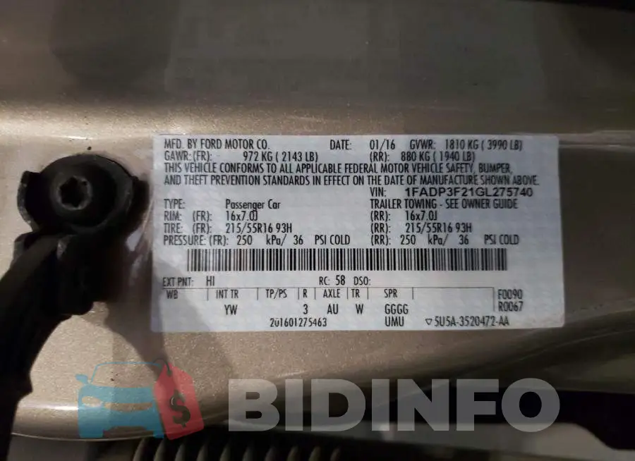 1FADP3F21GL275740 Photo# 13