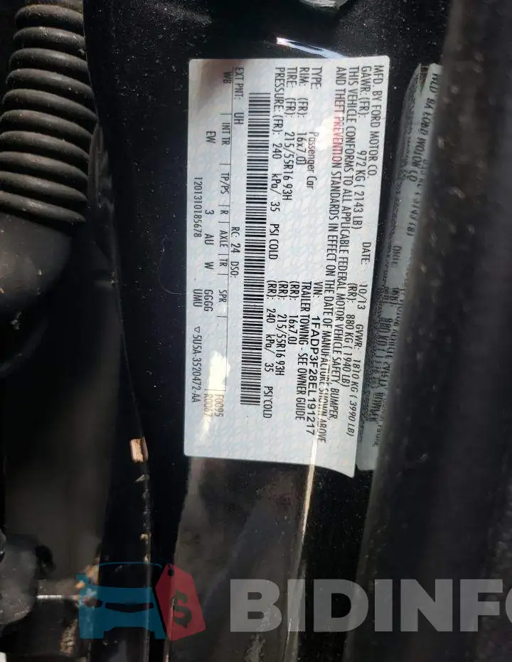 1FADP3F28EL191217 Photo# 12