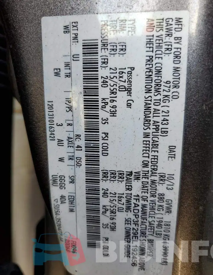 1FADP3F29EL192456 Photo# 12