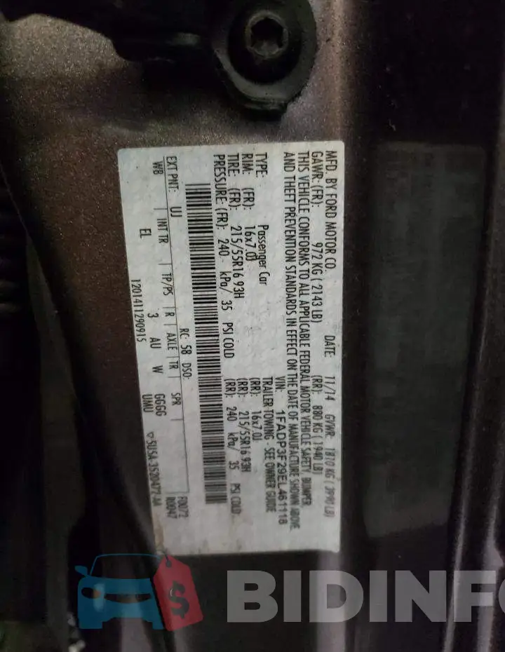 1FADP3F29EL461118 Photo# 13