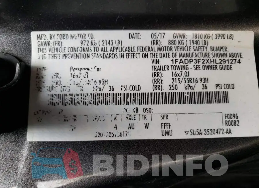 1FADP3F2XHL291274 Photo# 12