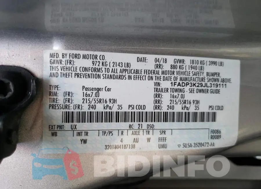 1FADP3K29JL319111 Photo# 12