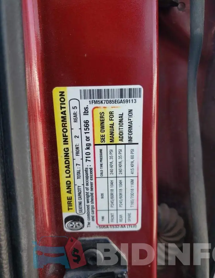 1FM5K7D85EGA59113 Photo# 13