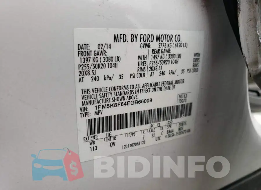 1FM5K8F84EGB66009 Photo# 13