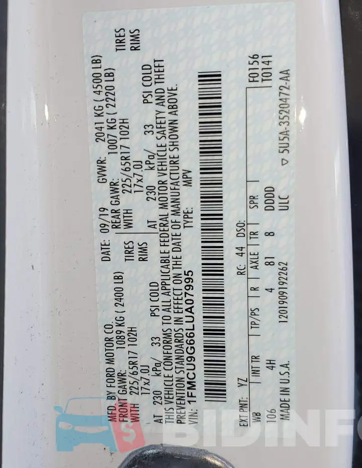 1FMCU9G66LUA07995 Photo# 13