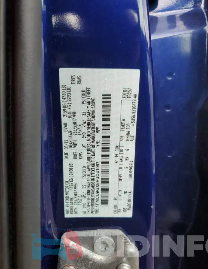 1FMCU9GX8FUC41097 Photo# 13