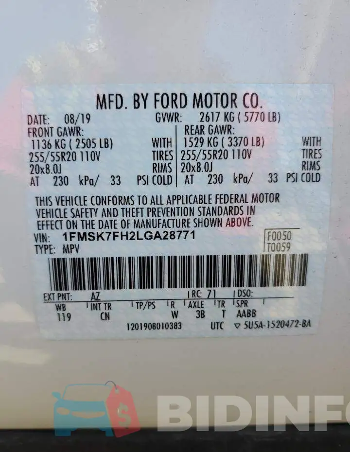 1FMSK7FH2LGA28771 Photo# 13