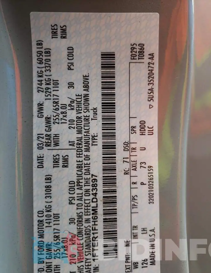 1FTER1FH6MLD43897 Photo# 12
