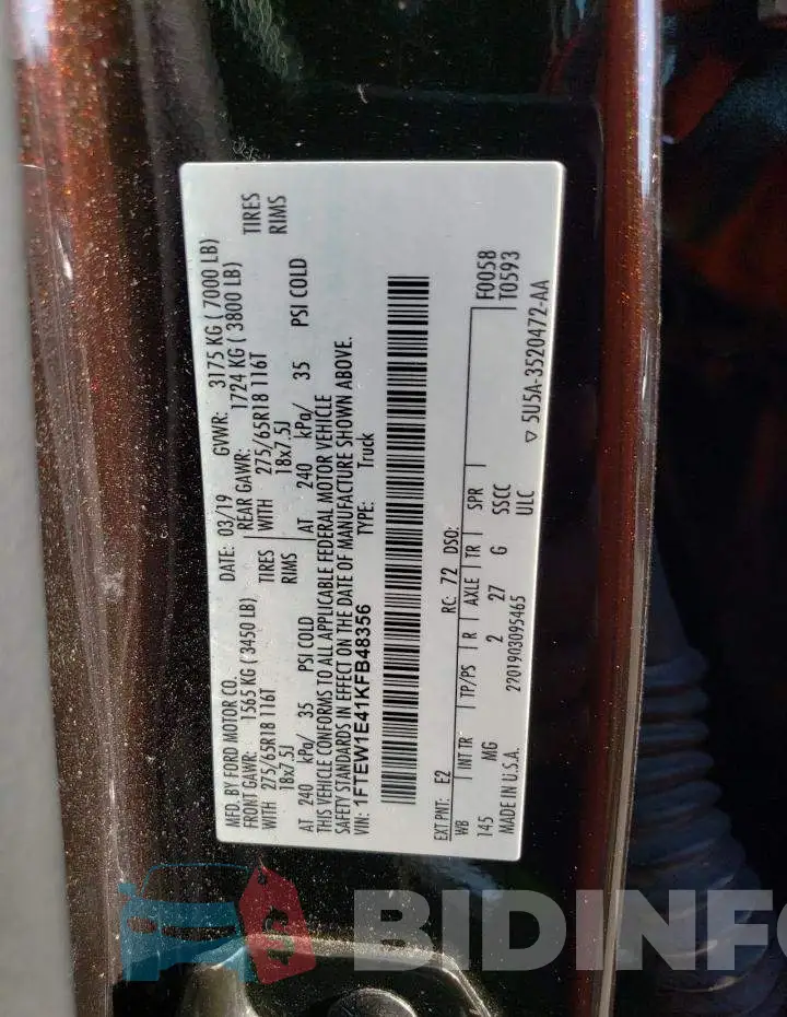 1FTEW1E41KFB48356 Photo# 12