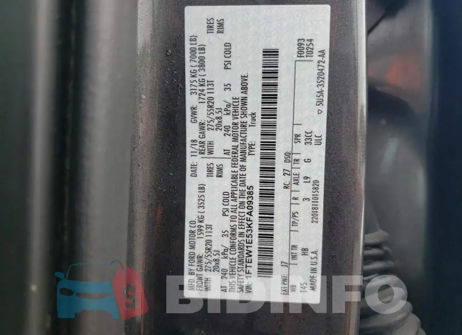 1FTEW1E53KFA09385 Photo# 12