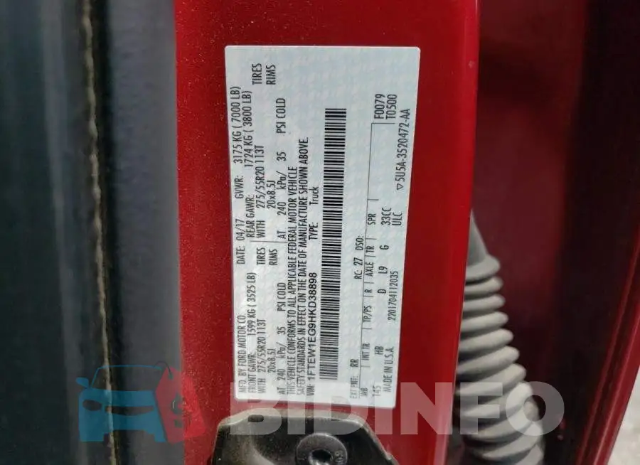 1FTEW1EG9HKD38898 Photo# 12