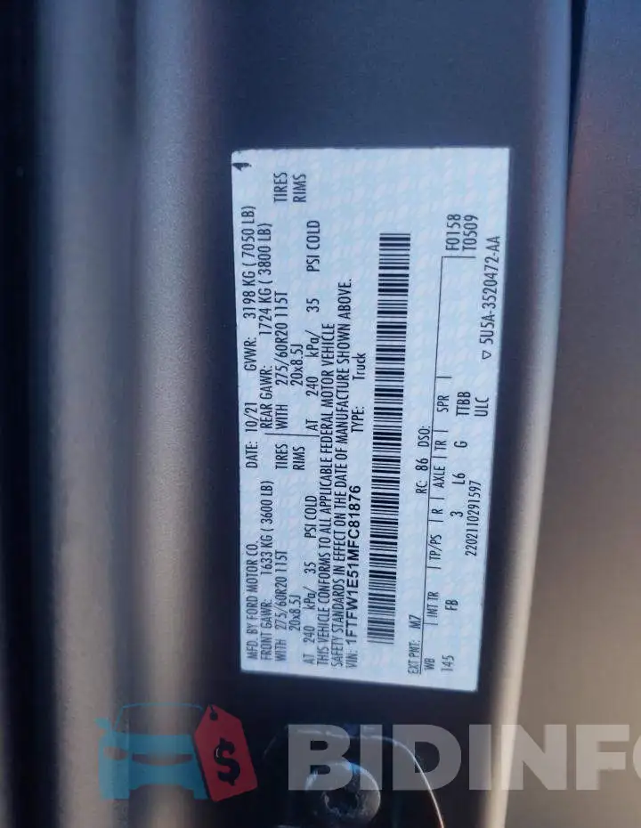 1FTFW1E51MFC81876 Photo# 12