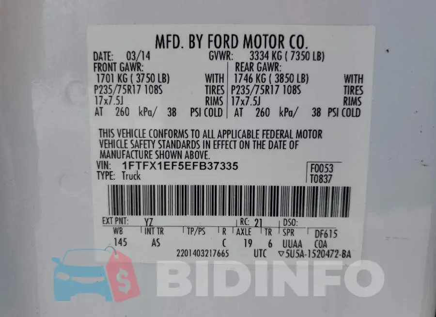 1FTFX1EF5EFB37335 Photo# 12