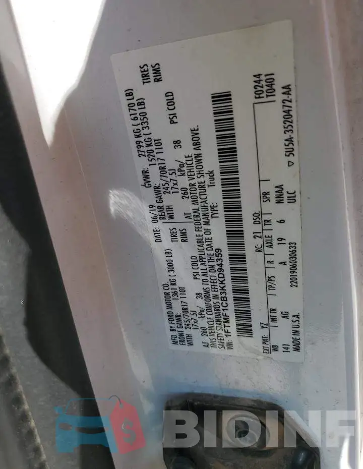 1FTMF1CB3KKD94359 Photo# 12