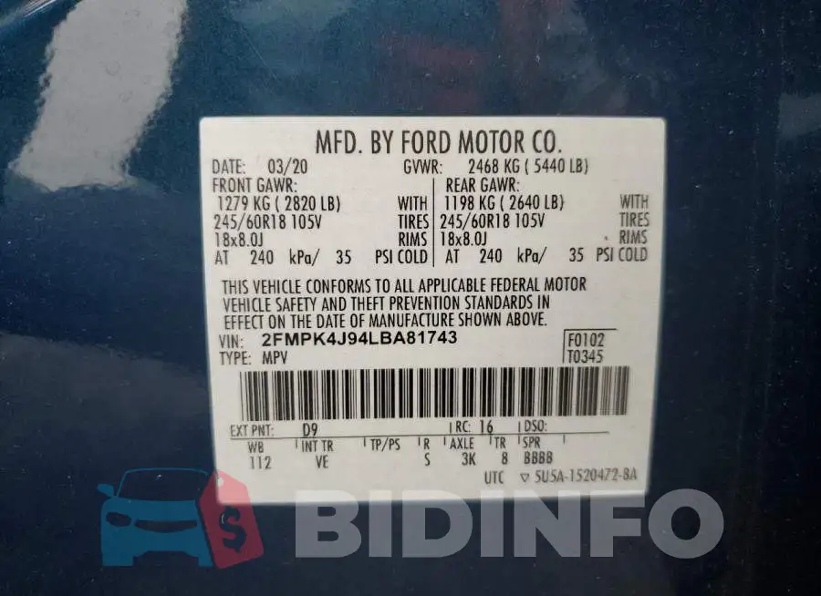 2FMPK4J94LBA81743 Photo# 14