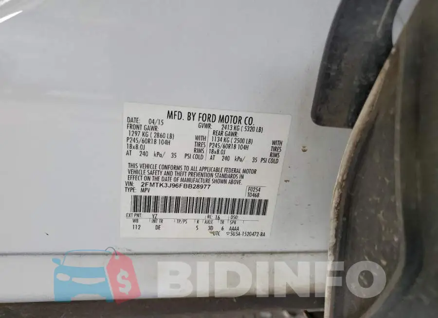 2FMTK3J96FBB28977 Photo# 13