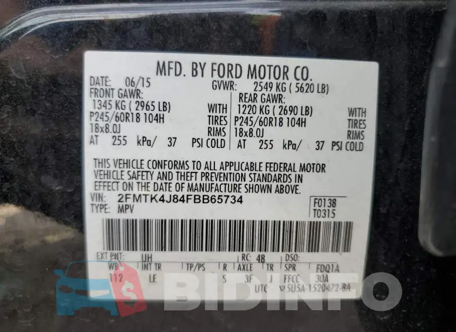 2FMTK4J84FBB65734 Photo# 13