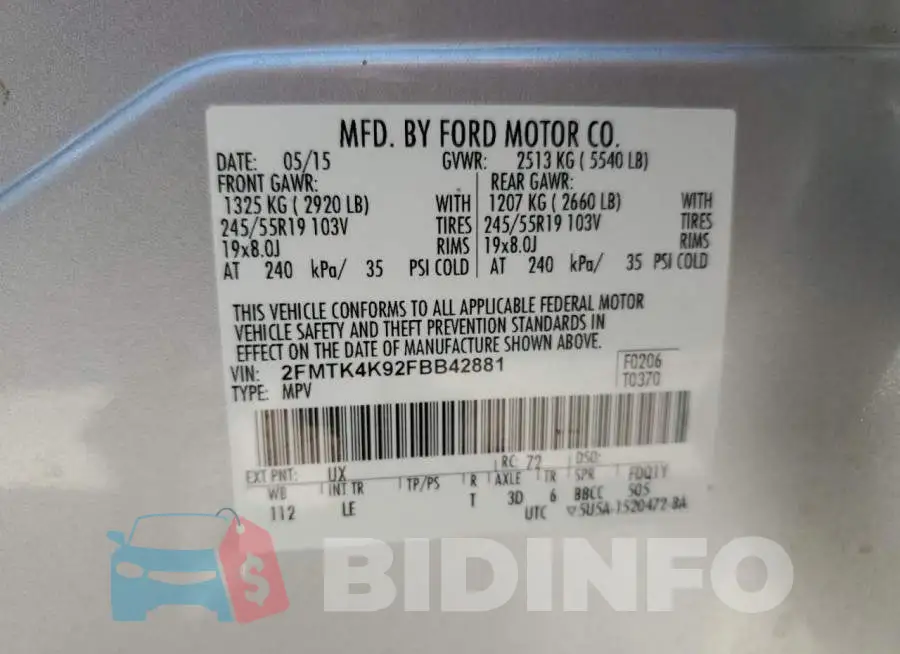 2FMTK4K92FBB42881 Photo# 13