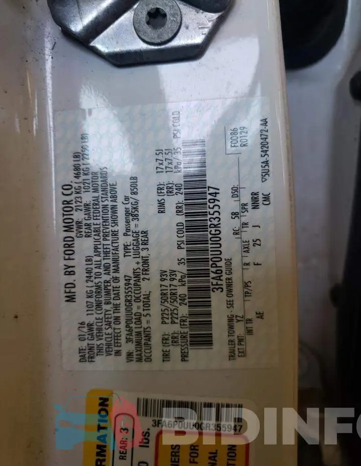 3FA6P0UU0GR355947 Photo# 12